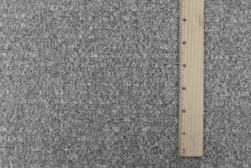 Glacier Gray-Black Texture Stretch Poly 5x4 Rib Knit Fabric