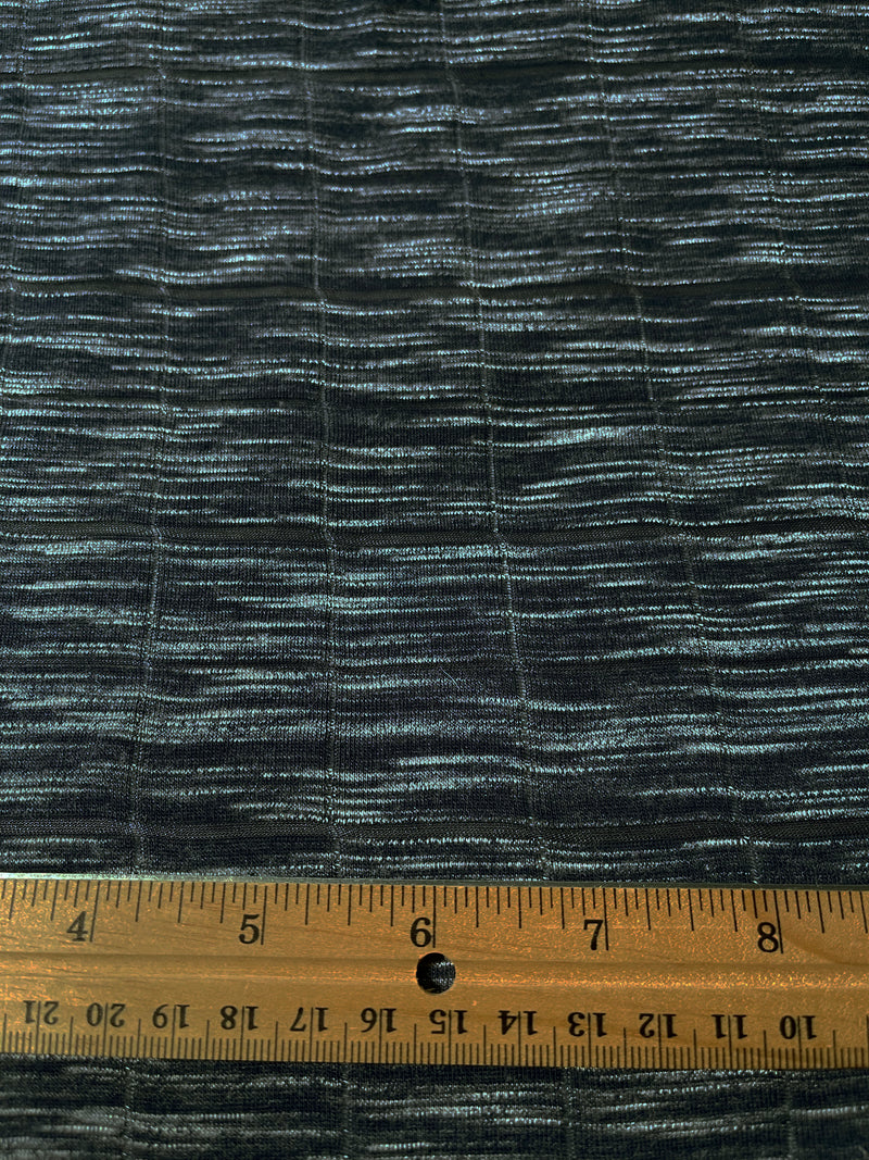 Navy Windowpane Burnout Jersey Knit Fabric