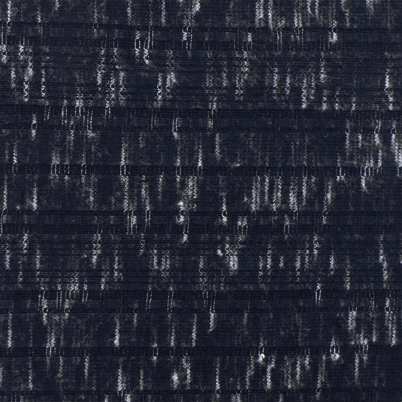 Night Navy-White Slub Stretch Multi Rib Knit Fabric