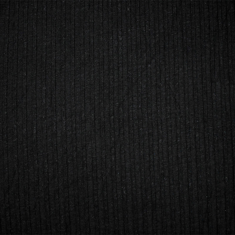 Black Cotton Stretch Spandex  7x3 Rib Knit Fabric