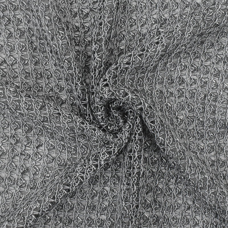 Dark Gray-Silver-White Texture Rayon Metallic Knit Fabric