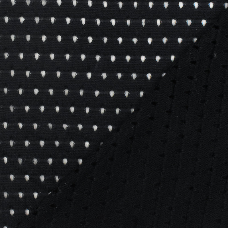 Black Solid Stretch Spandex Rayon Athletic Mesh Knit Fabric