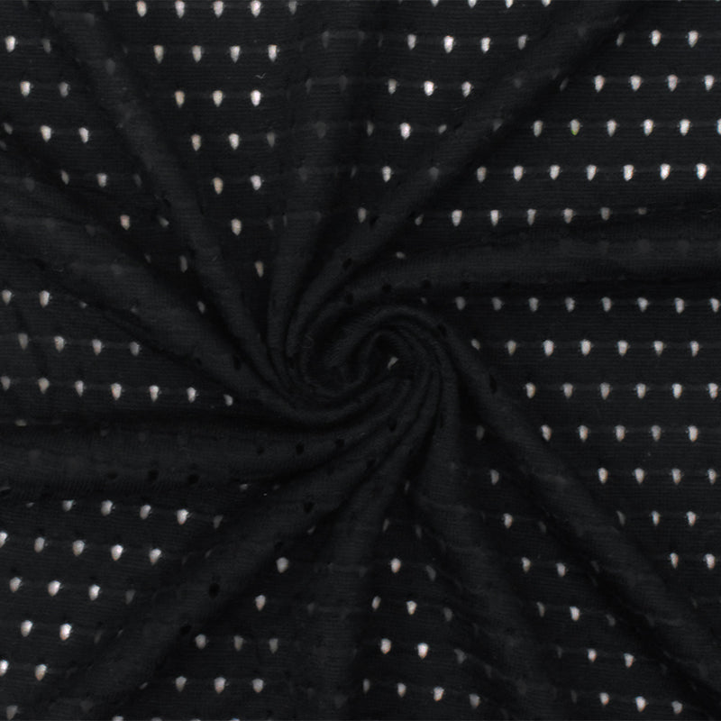 Black Solid Stretch Spandex Rayon Athletic Mesh Knit Fabric
