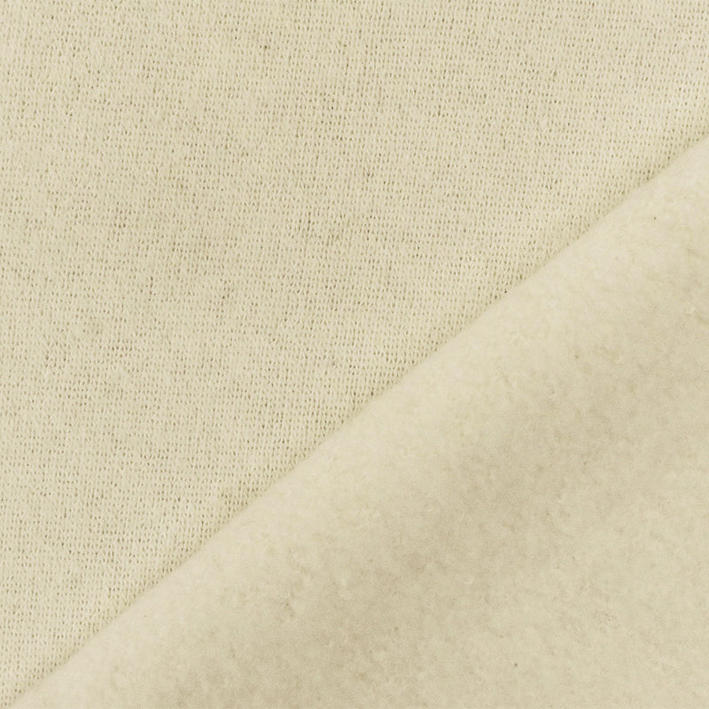 Ivory Solid Stretch Poly Blend Brushed Back Fleece Knit Fabric