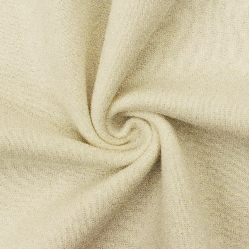 Ivory Solid Stretch Poly Blend Brushed Back Fleece Knit Fabric