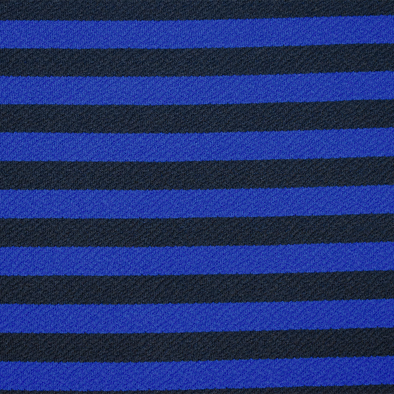 Blue-Black Poly Stretch Spandex Stripe Crepe Double Knit Fabric