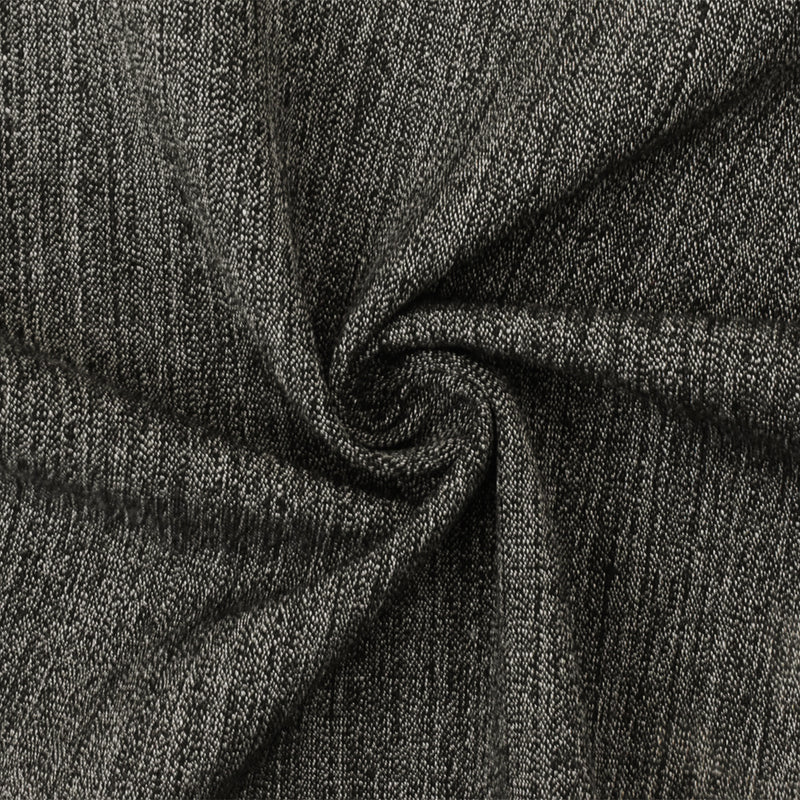 1 1/4 YD PC-Black-White-Beige Texture Stretch Poly Blend Suiting Woven Fabric