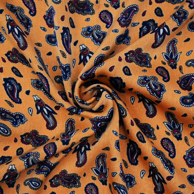 Dijon Yellow-Multi Polyester Paisley Printed Charmeuse Woven Fabric