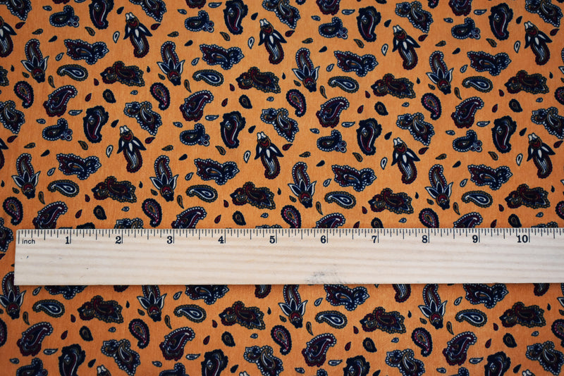 Dijon Yellow-Multi Polyester Paisley Printed Charmeuse Woven Fabric
