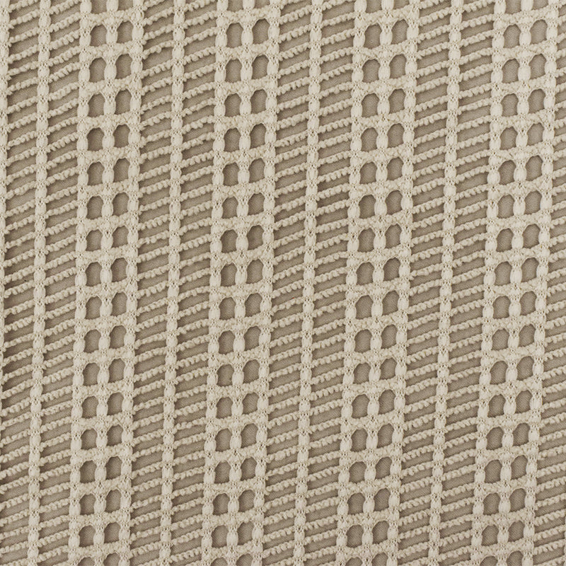 Light Beige Stripe Net-like Stretch Nylon Crochet Knit Fabric