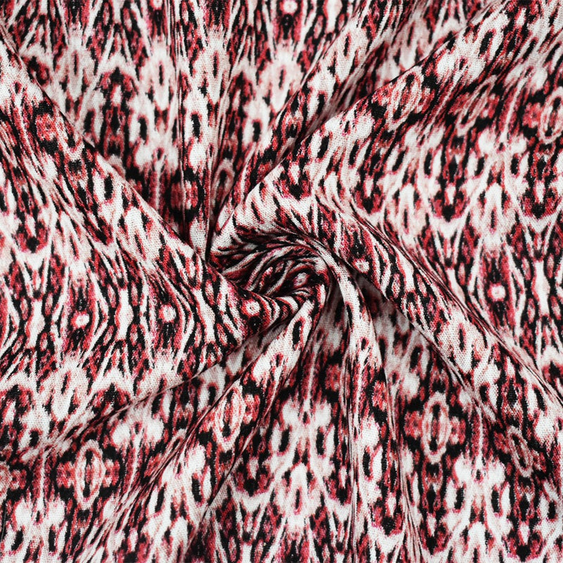 Red-Black-Multi Cotton Aztec Printed Gauze Woven Fabric