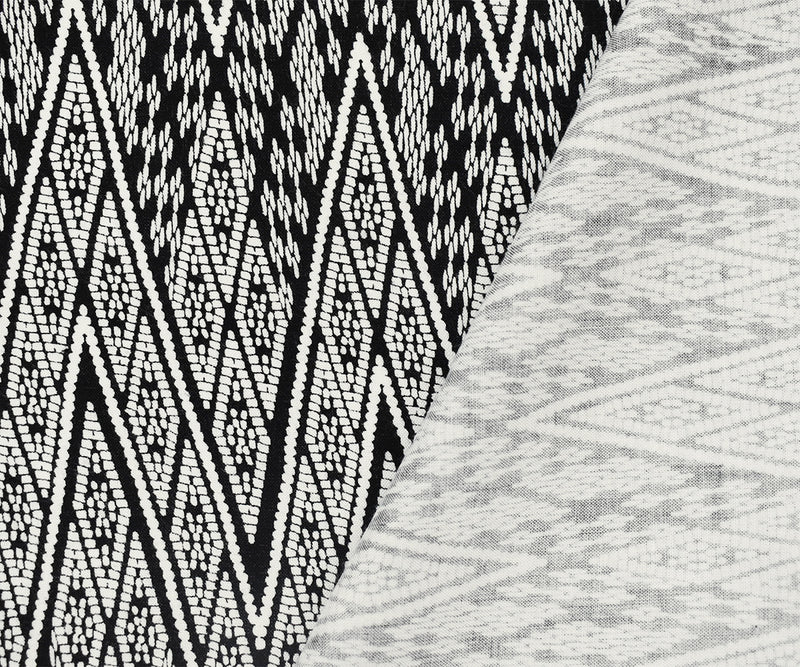Black-White Rayon Aztec Chevron Printed Challis Woven Fabric