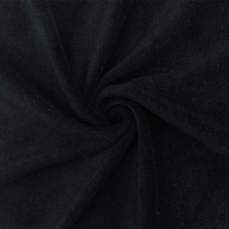 Simple Black Solid Stretch Cotton Loopy Terry Knit Fabric