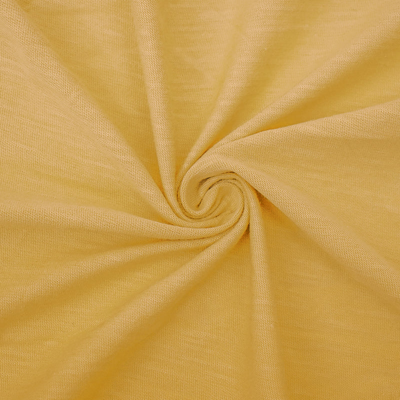 Dijon Yellow Cotton Stretch Spandex Slub Jersey Knit Fabric