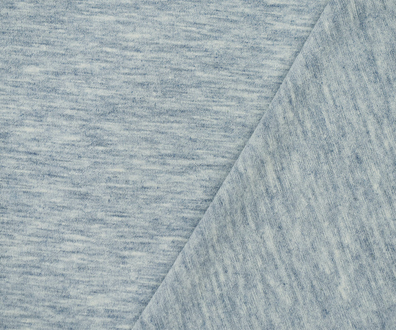 Heather Blue-White Cotton Stretch Spandex Jersey Knit Fabric