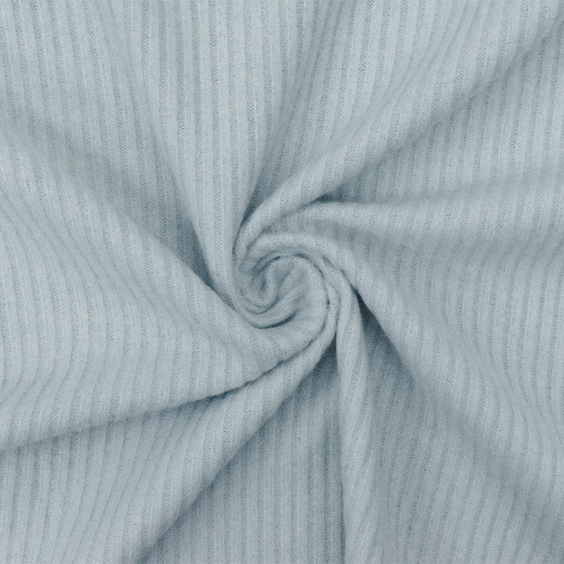 2 YD PC-Soft Blue Solid Stretch Brushed Rib Knit Fabric