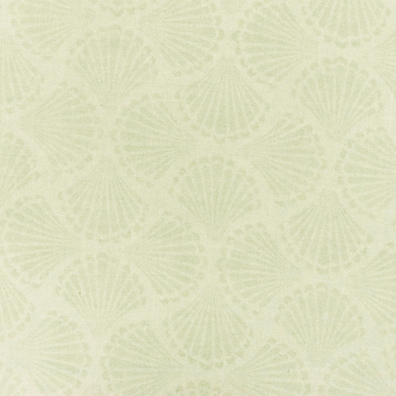Ivory-Green Shell Printed Rayon Challis Woven Fabric
