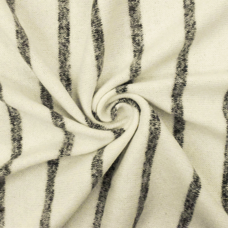 Could Ivory-Gray Stripe  Stretch Brushed Jersey Knit Fabric