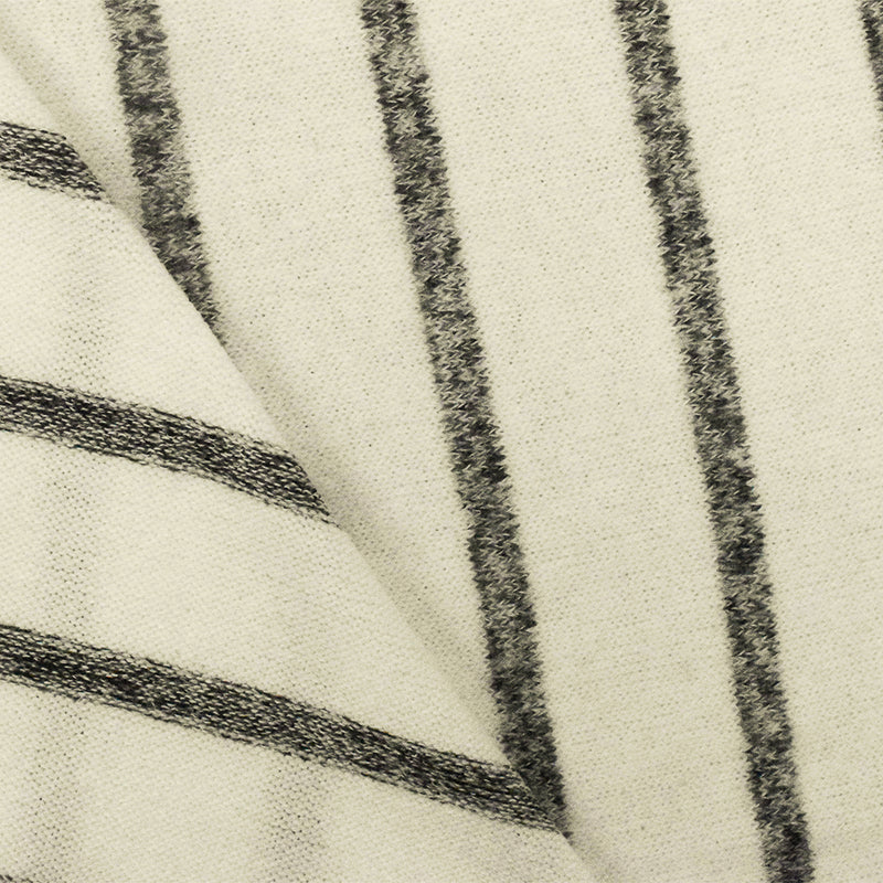 Could Ivory-Gray Stripe  Stretch Brushed Jersey Knit Fabric