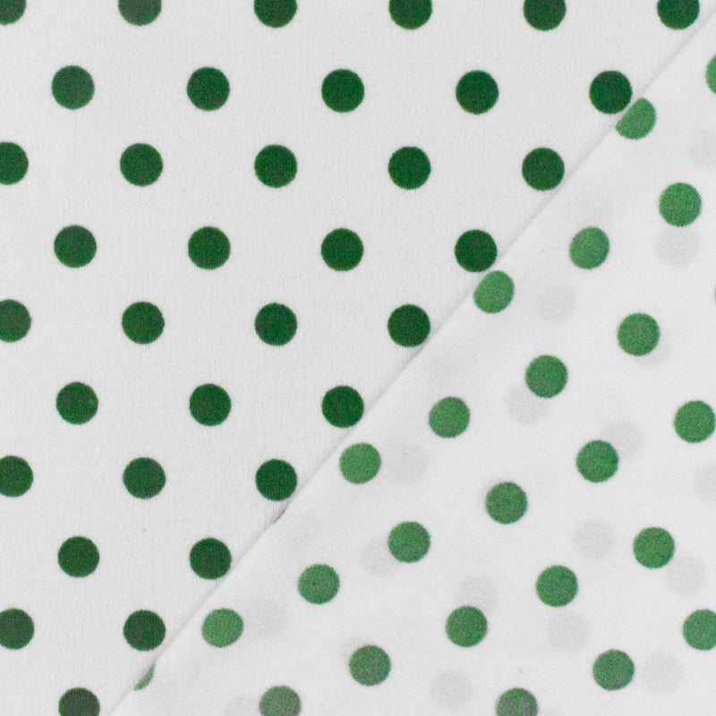 Green-White Dot With Floral Border Print Stretch Poly ITY Knit Fabric