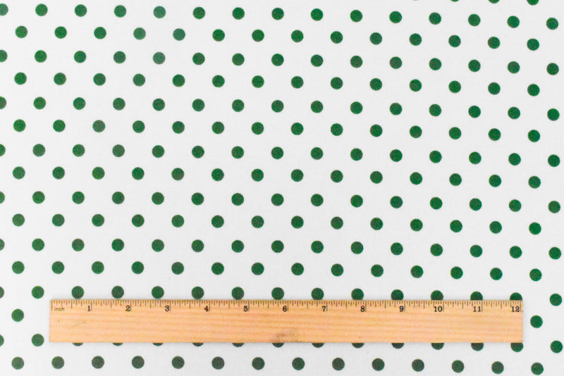Green-White Dot With Floral Border Print Stretch Poly ITY Knit Fabric