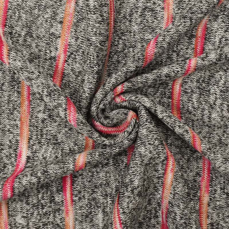 Hot Pink-Black-Multi Stripe Texture Stretch Jersey Knit Fabric