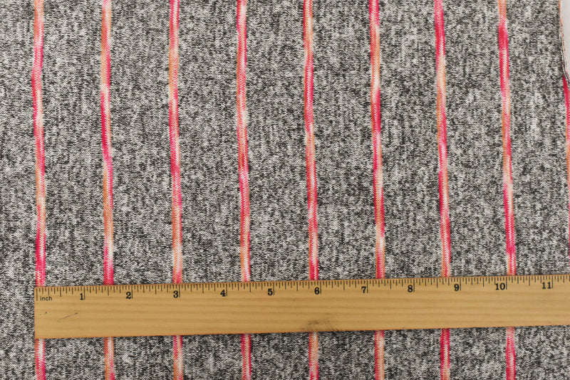 Hot Pink-Black-Multi Stripe Texture Stretch Jersey Knit Fabric