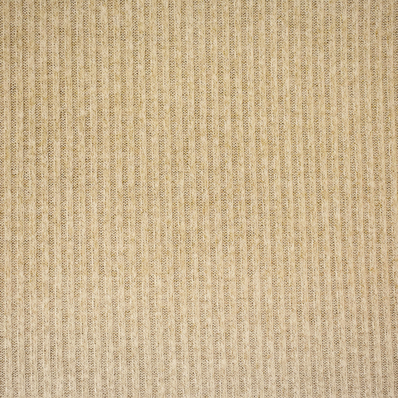 Beige-White Rayon-Cotton Stretch Spandex Brushed Back 2X2 Rib Knit Fabric