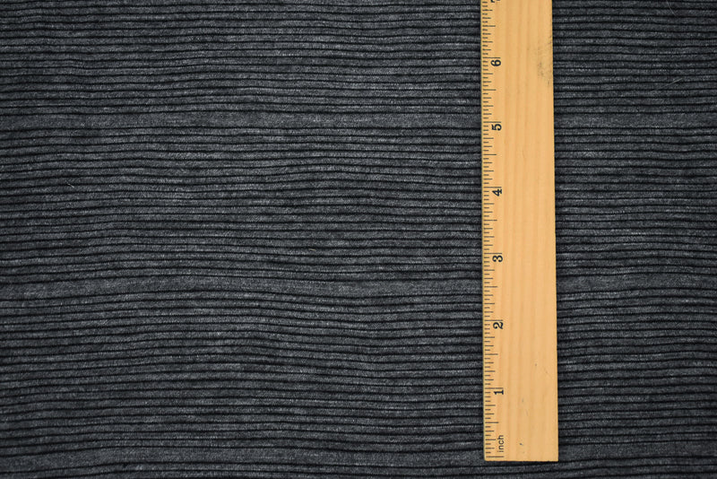 Black-Gray Poly Stretch Spandex Onion Skin Slub Stripe Texture Jersey Knit