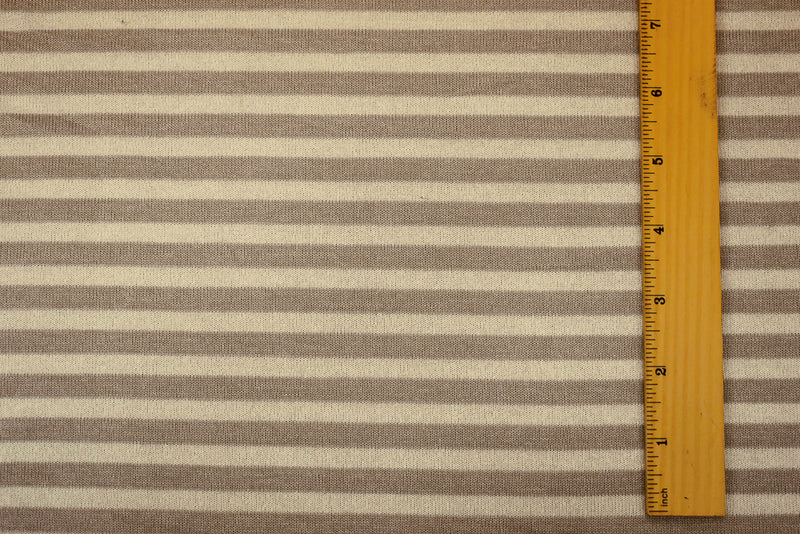 2 5/8 YD PC-Taupe Brown-Beige Poly-Rayon Stretch Spandex Stripe Jersey Knit Fabric