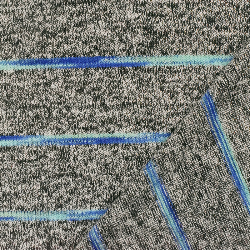 Aqua-Black-Multi Stripe Texture Stretch Jersey Knit Fabric