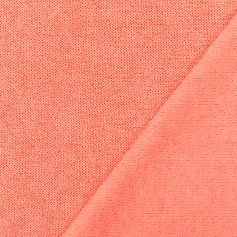 1 7/8 YD PC-Neon Orange Solid Stretch Poly Blend Brushed Face Jersey Knit Fabric