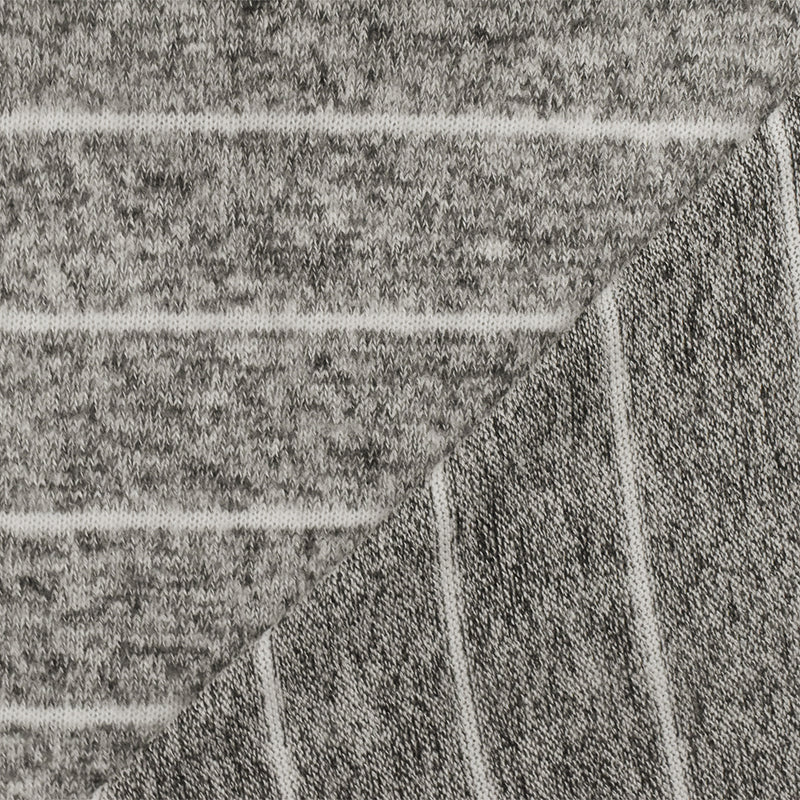 Soft White-Black-White Stripe Texture Stretch Brushed Jersey Knit Fabric