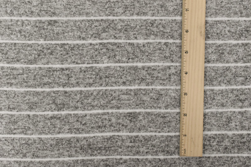 Soft White-Black-White Stripe Texture Stretch Brushed Jersey Knit Fabric