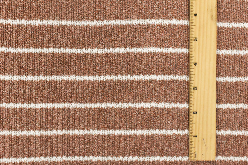 Spicy Brown-White Stripe Stretch Jersey Knit Fabric