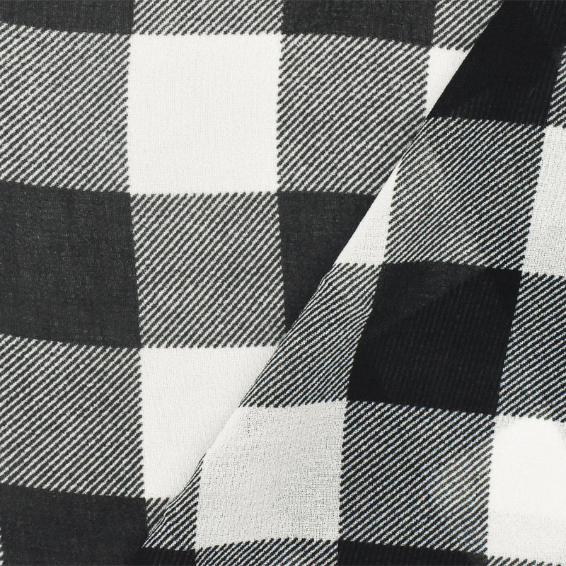 Pure Black-White Check Pattern Printed Poly Chiffon Woven Fabric