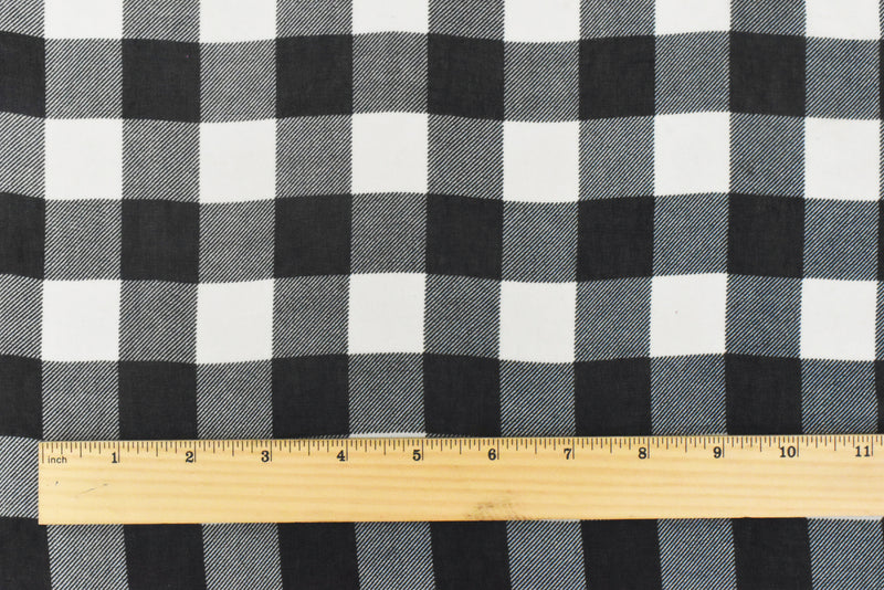 Pure Black-White Check Pattern Printed Poly Chiffon Woven Fabric