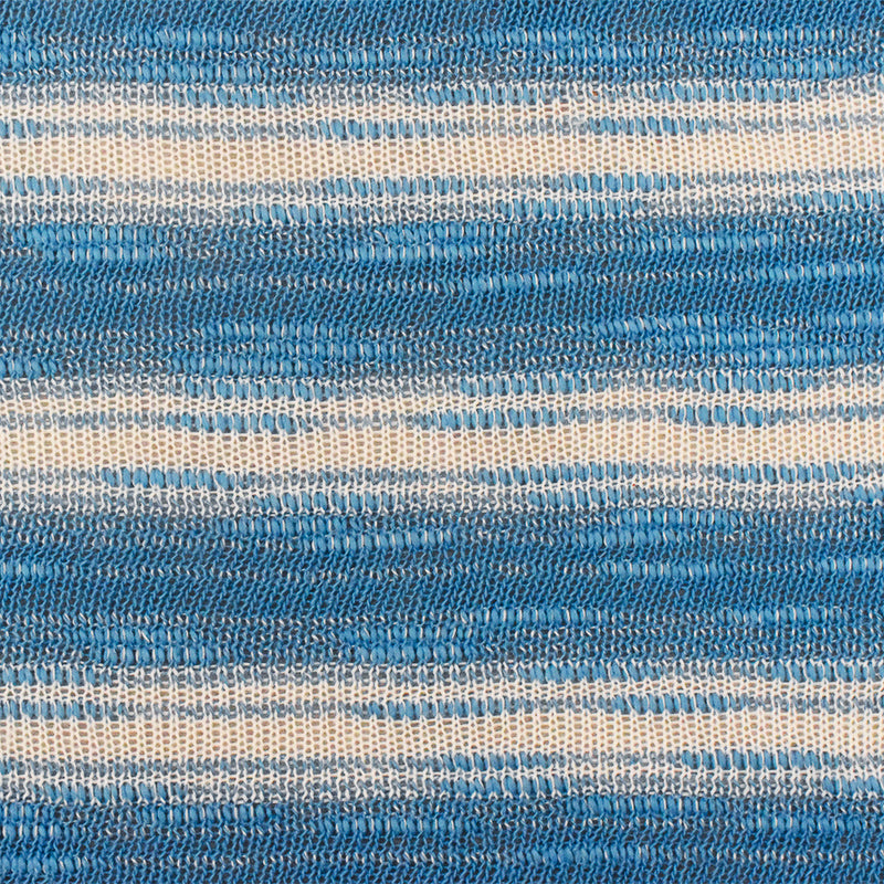 1 5/8 YD PC-Blue-White Slub Striped Poly Cotton Jersey Knit Fabric