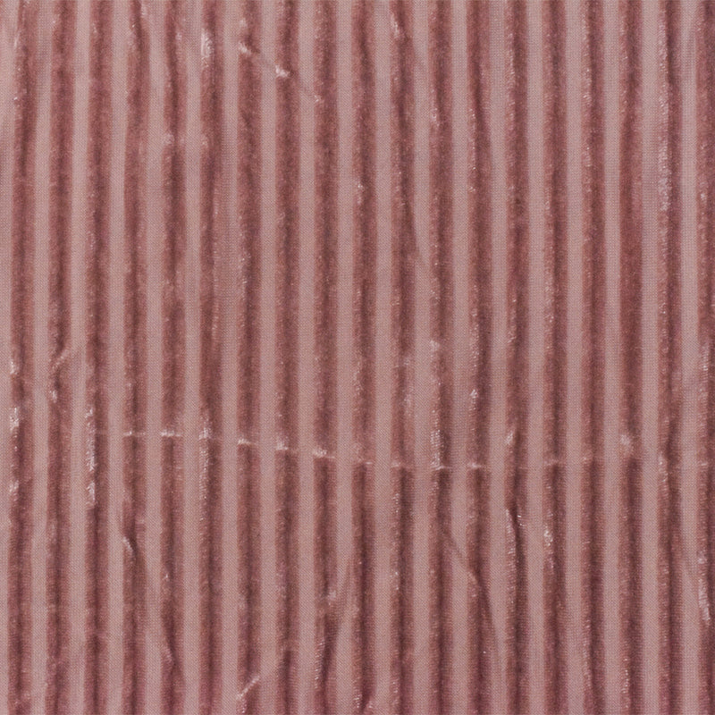 1 1/4 YD PC-Pink Stripe Burnout Stretch Poly Spandex Velvet Knit Fabric