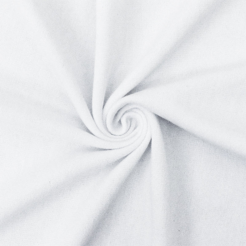 White Solid Stretch Poly Blend Brushed Face Jersey Knit Fabric