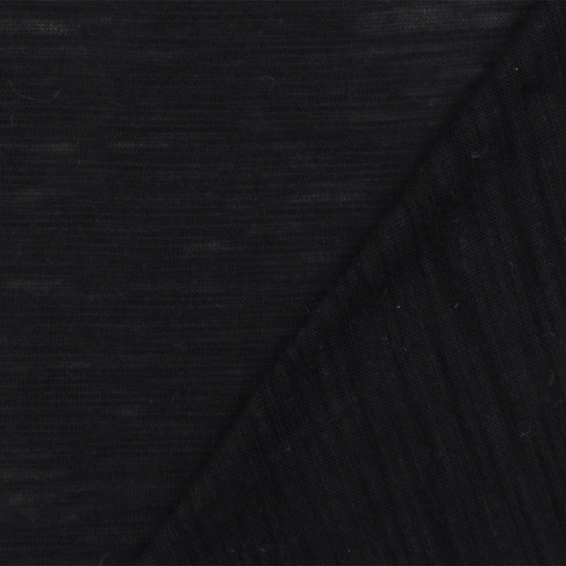 4 1/2 YD PC-Super Black Slub Stretch Cotton Jersey Knit Fabric