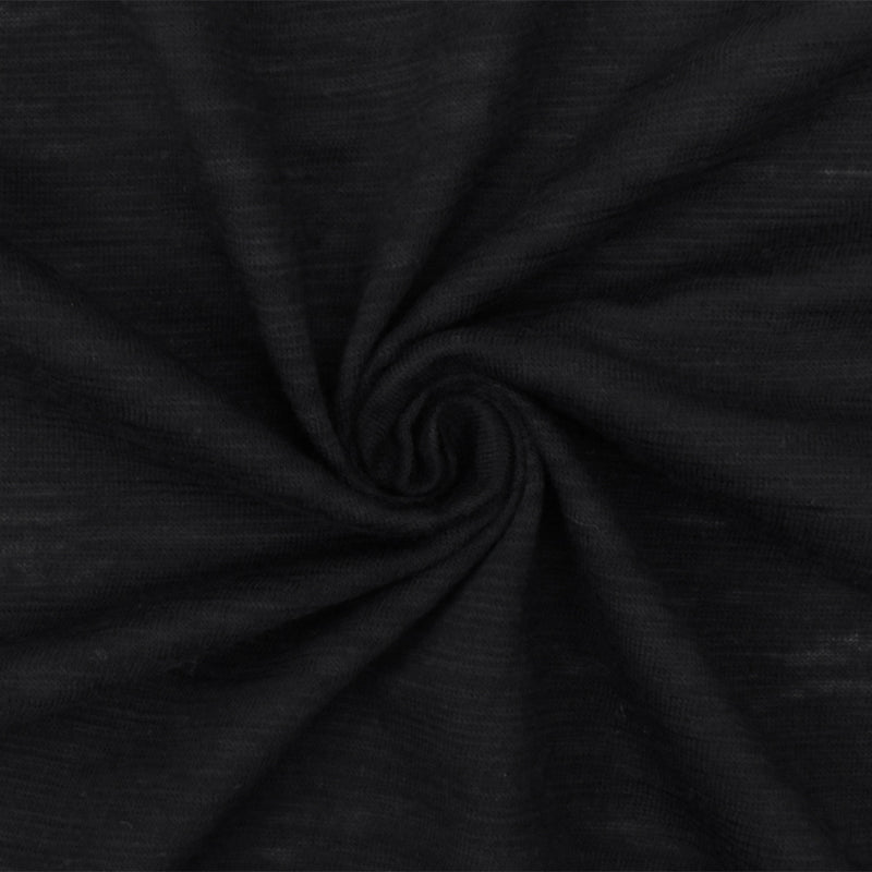 4 1/2 YD PC-Super Black Slub Stretch Cotton Jersey Knit Fabric