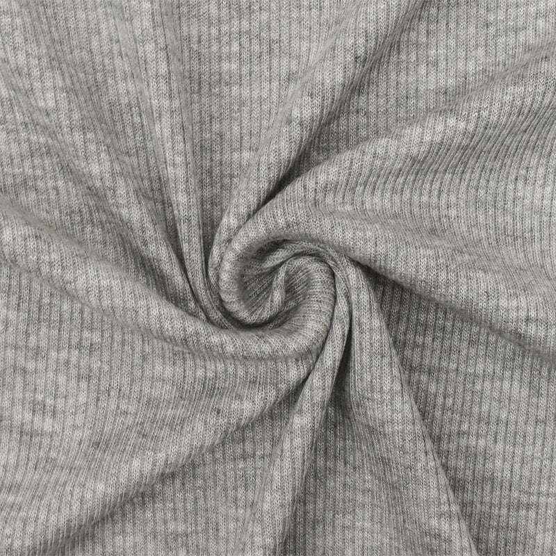 Heather Cloud Gray-Gray Stretch Rayon Rib Knit Fabric
