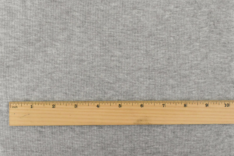 1 1/4 YD PC-Heather Cloud Gray-Gray Stretch Rayon Rib Knit Fabric