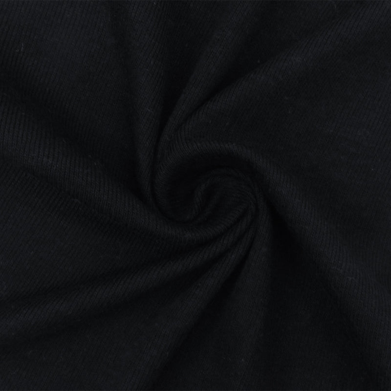 2 YD PC-Basic Black Solid Stretch Rayon Rib Knit Fabric