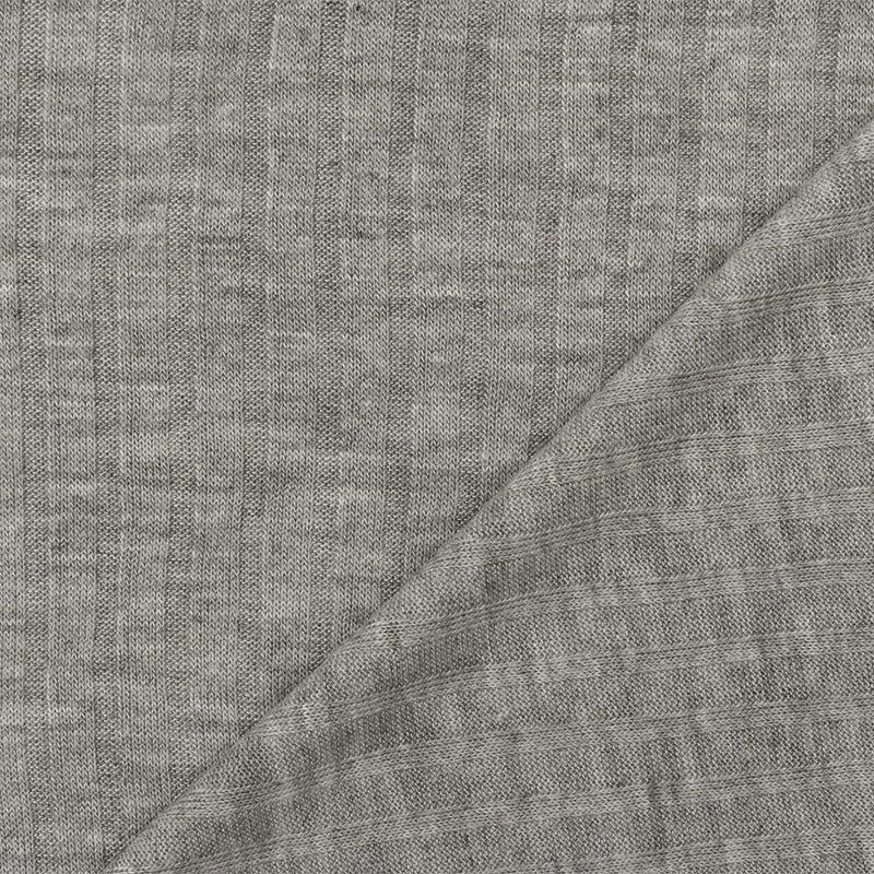 Heather Simple Gray Stretch Rayon Rib Knit Fabric