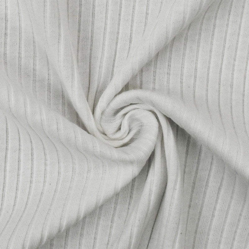 Bright White Solid Stretch Rib Knit Fabric
