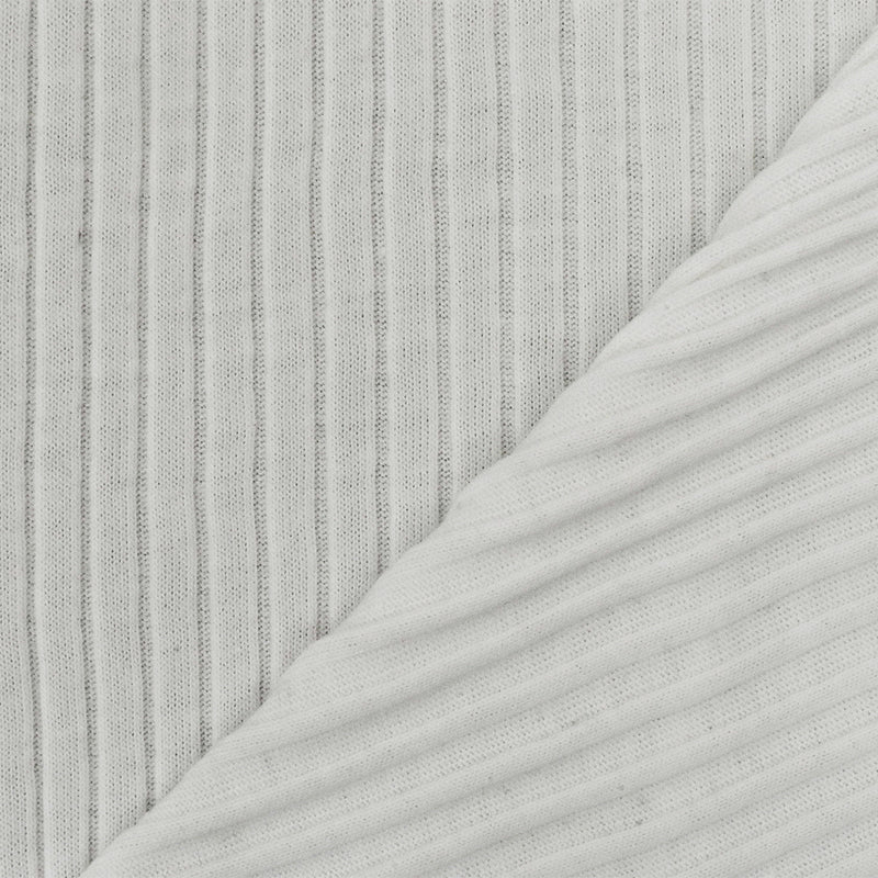 Bright White Solid Stretch Rib Knit Fabric