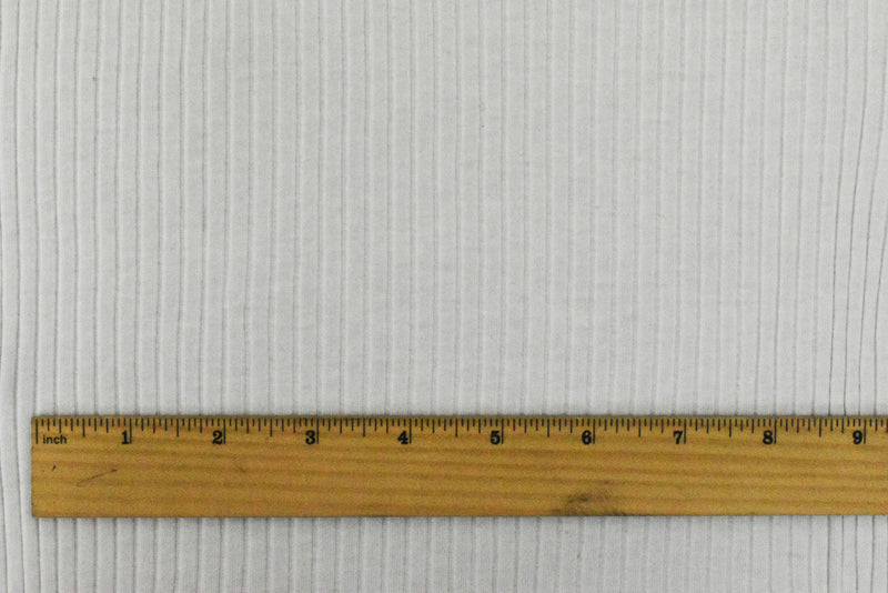 Bright White Solid Stretch Rib Knit Fabric