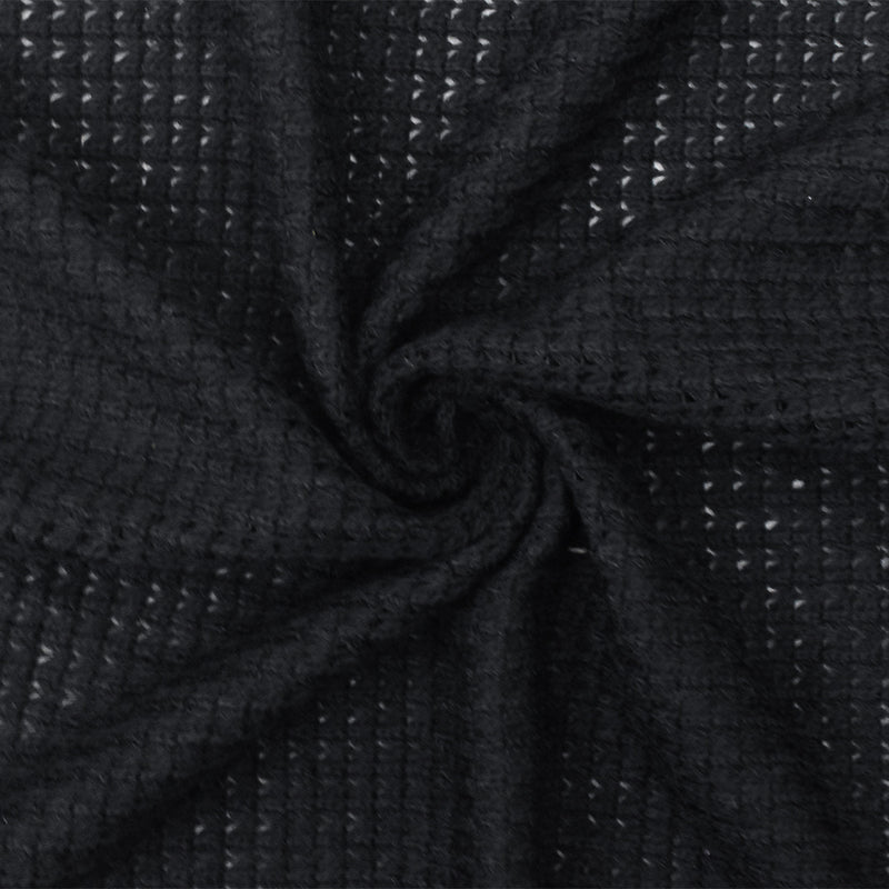 Black Solid Stretch Poly Blend Thermal Sweater Knit Fabric